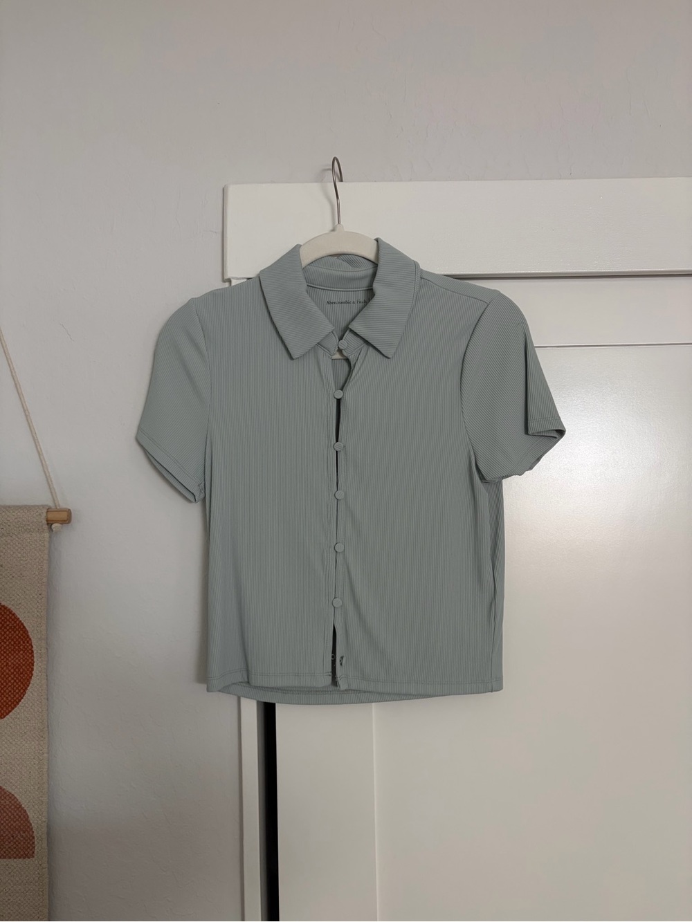 Abercrombie & Fitch Light Blue Short Sleeve Button Front Polo Top